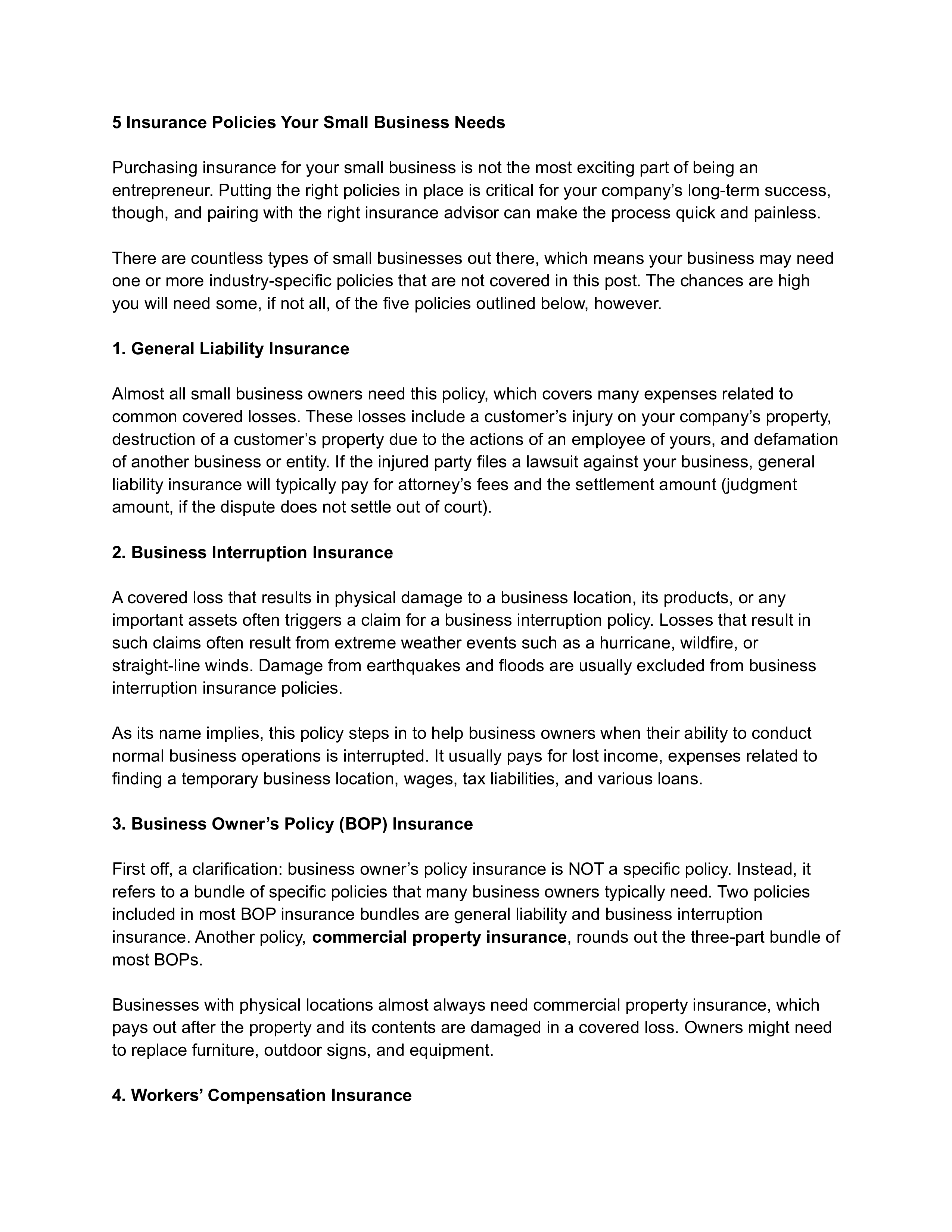 Insurance Policies Page 1